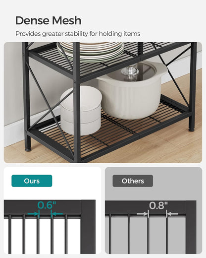 5-Tier Metal Storage Rack, Shelving Unit with X Side Frames, Dense Mesh, 12.6 X 23.6 X 57.3 Inches, for Entryway, Kitchen, Living Room, Bathroom, Industrial Style, Ink Black UBSC165B01