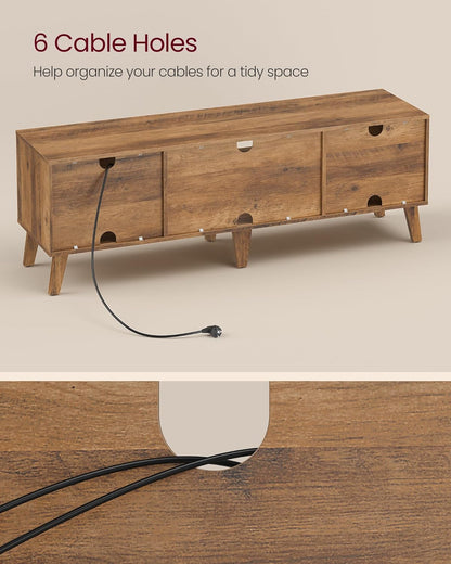 TV Stand for 65-Inch Tvs, Entertainment Center with Adjustable Shelf, 58-Inch Long Media Console Table, Transitional Style, for Living Room, Bedroom, Honey Brown ULTV556K01
