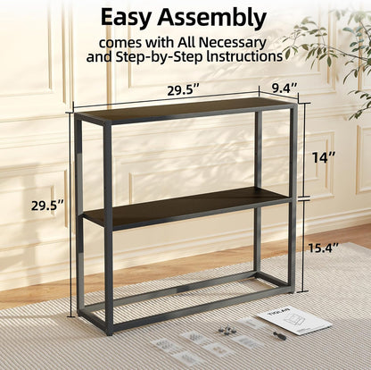 Small Entryway Table, 29.5" Narrow Console Table with Shelves, Sofa Table, Couch Table, Side Table, Entry Table for Hallway, Living Room, Small Space, Black