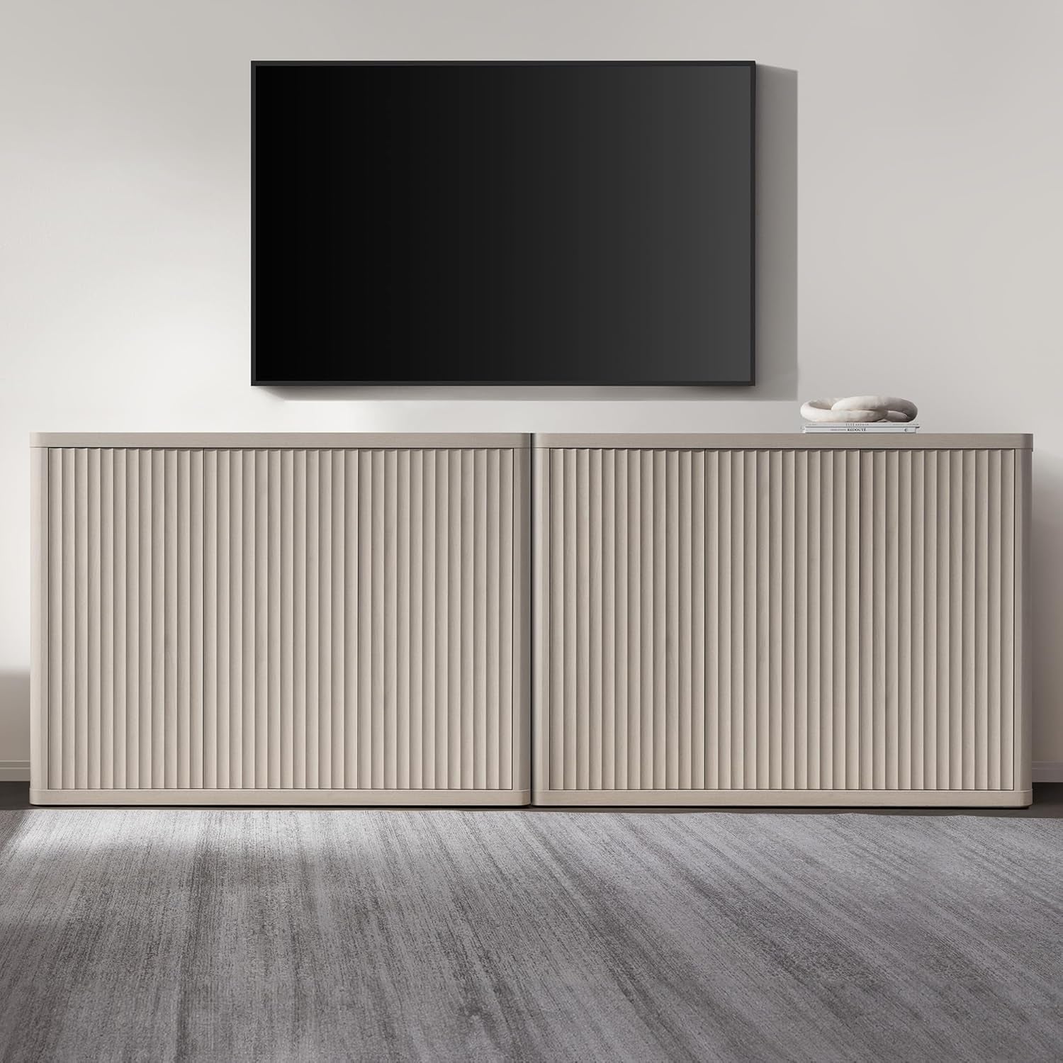 Buffet Cabinet with Storage Accent Sideboard with 3 Doors Modern 46.6" Wide Credenza Fluted Buffet Table Media Console Cabinet Entryway Cabinets for Living Room Kitchen Dining Room Hallway