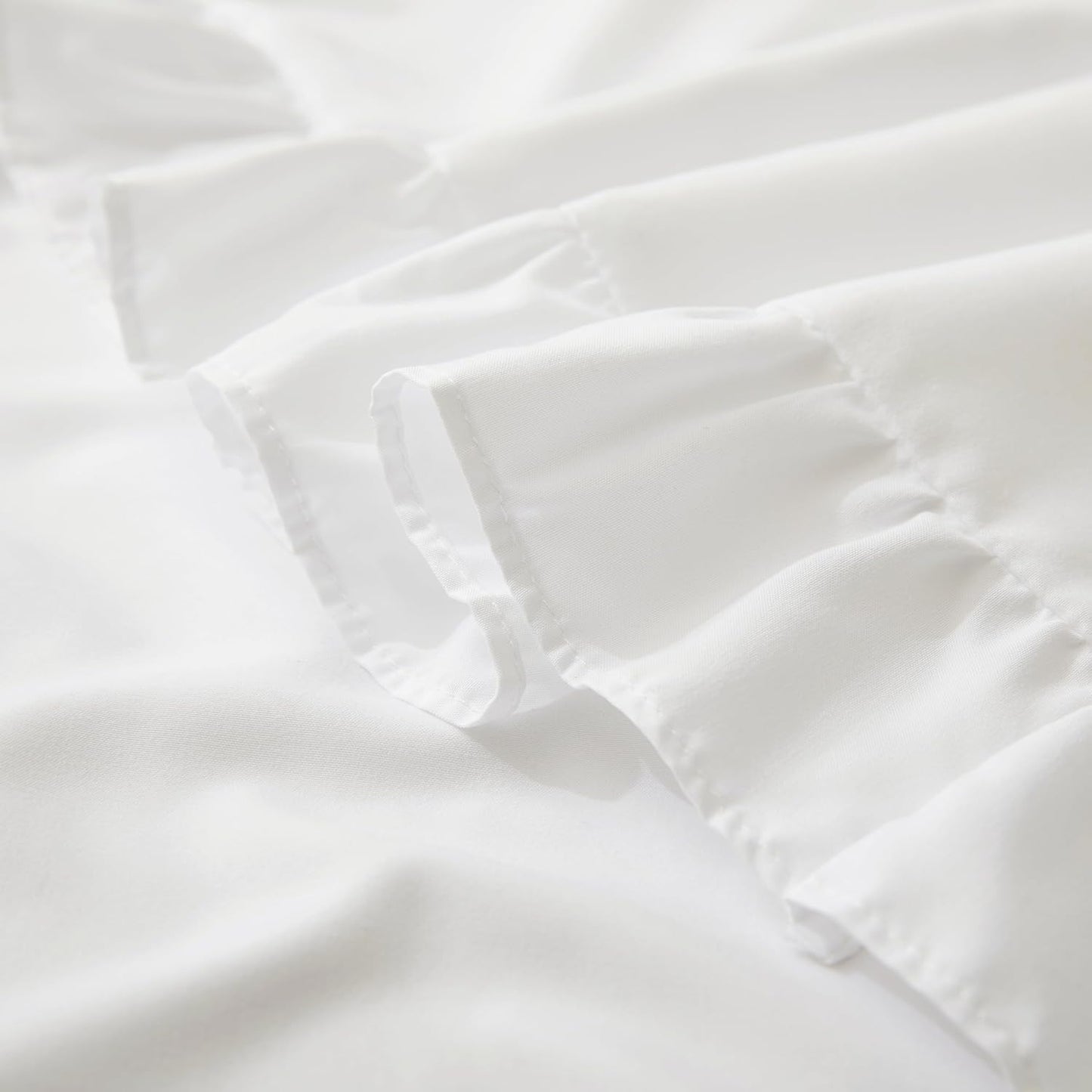 Ruffle Pillow Cases King Size Set of 2, Ruffled Pillow Covers with Envelope Closure, Wrinkle Resistant Pillowcases 20" X 36", Ruffled Pillow Shams, White
