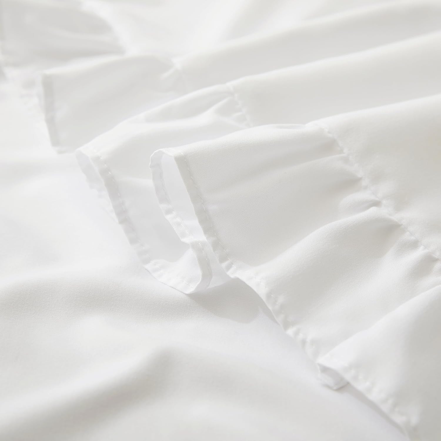 Ruffle Pillow Cases King Size Set of 2, Ruffled Pillow Covers with Envelope Closure, Wrinkle Resistant Pillowcases 20" X 36", Ruffled Pillow Shams, White