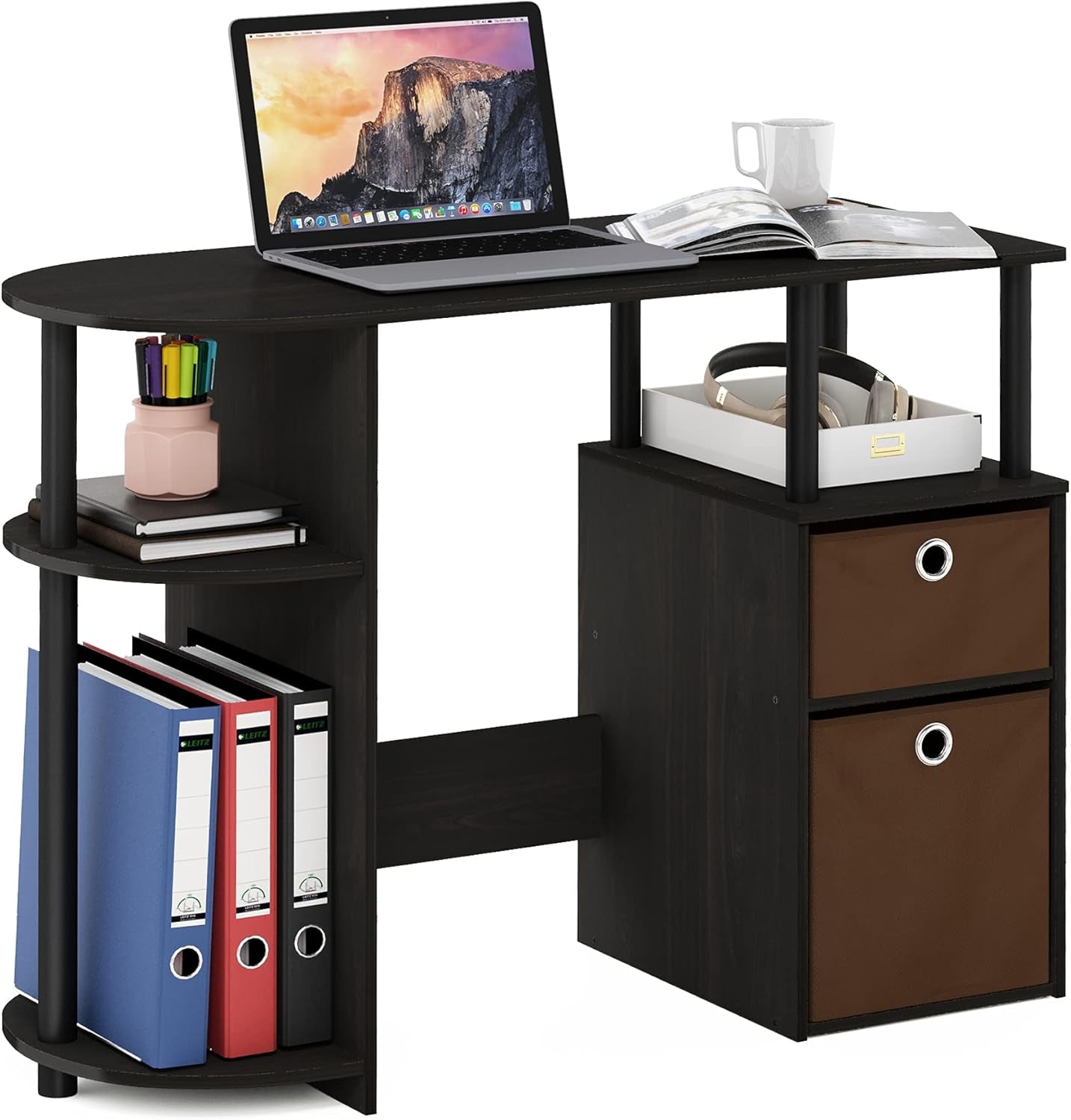 Jaya Computer Study Desk with Bin, Brown