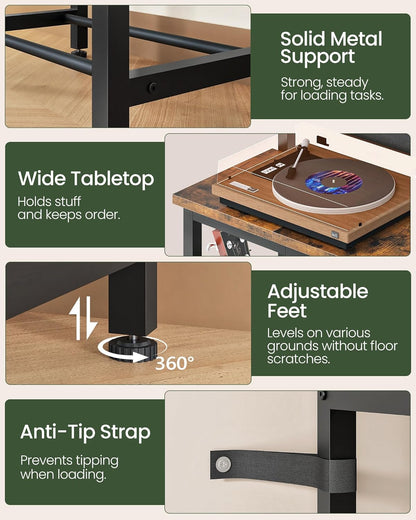 70.5"H Multi Guitar Stand, Guitar Rack Record Player Stand Sturdy and Space-Saving, Guitar Display Holds 6 Instruments, Retro Industrial Style, for Home, Studio, Rustic Brown and Black TCJ18BF