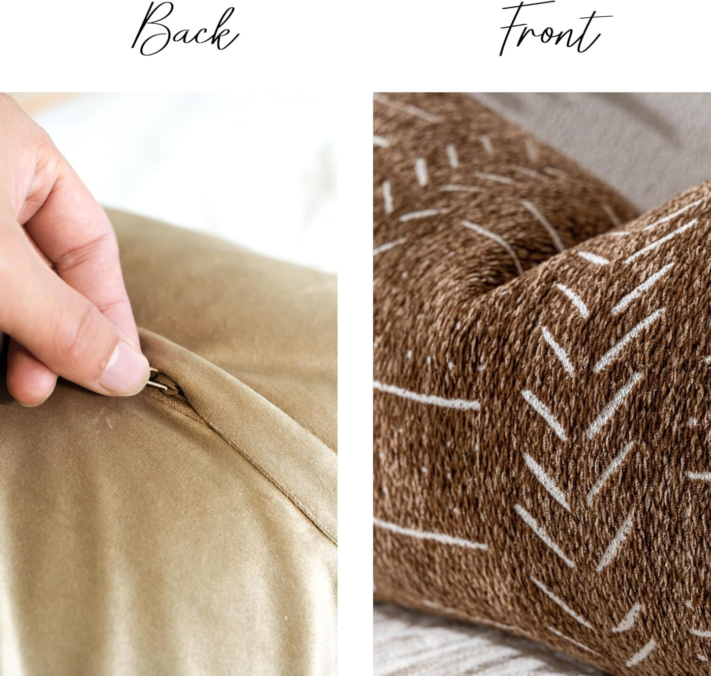 Fall Brown Decorative Lumbar Throw Pillow Covers 12X20, Set of 2, Boho Farmhouse Cushion Cover, Soft Accent Pillowcase for Couch Sofa Bed Living Room Home Décor