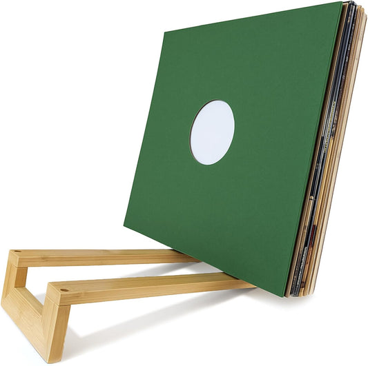BAMBOO VINYL RECORD STAND–MINIMALIST STORAGE HOLDER for 15-40 LPS, BOOK & TO-BE-READ RACK, QUICK 4-SCREW ASSEMBLY and MODERN DECOR FRIENDLY DESIGN