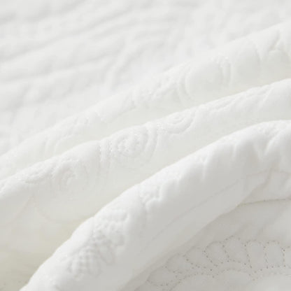 White Damask Quilted Pillow Shams Cotton King Size Pillow Cases Set of 2 Comfy Soft Decorative Pillow Covers for Bed Pillows