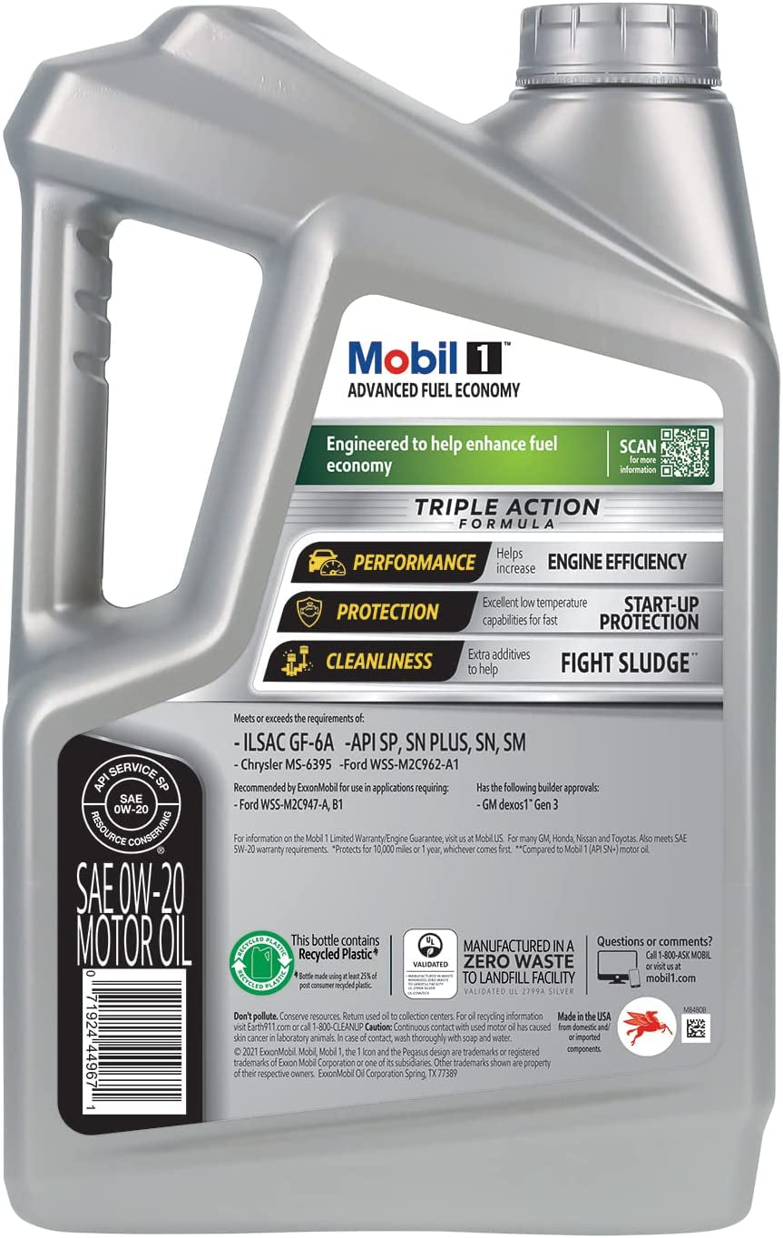 1 Advanced Fuel Economy Full Synthetic Motor Oil 0W-20, 5 Quart