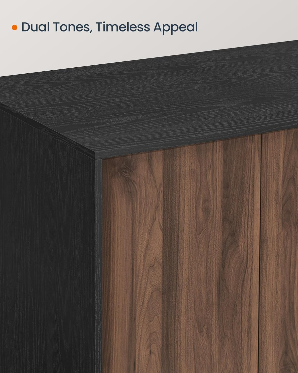 Cat Litter Box Enclosure, Superfast Toolless Assembly, Litter Box Furniture for Large Cats, Display Side Table, Push-To-Open Doors, Ebony Black and Somber Walnut UPCL013BE01S