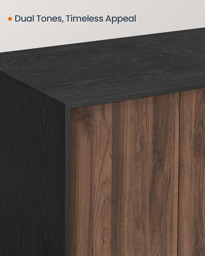 Cat Litter Box Enclosure, Superfast Toolless Assembly, Litter Box Furniture for Large Cats, Display Side Table, Push-To-Open Doors, Ebony Black and Somber Walnut UPCL013BE01S