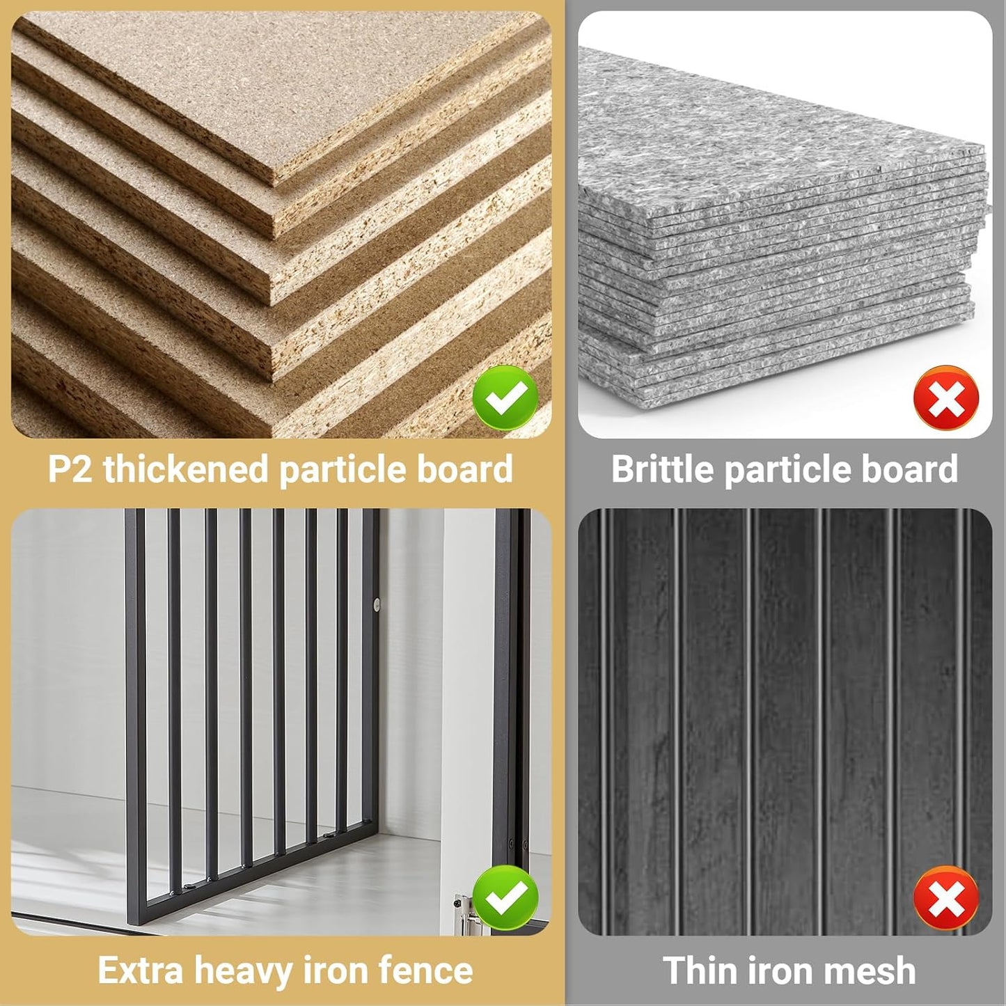 61" Double Dog Crate Furniture for 2 Dogs, Double Dog Kennel Furniture TV Stand with Divider, Furniture Style Wooden Crates for Large Medium Small Dogs Indoor White