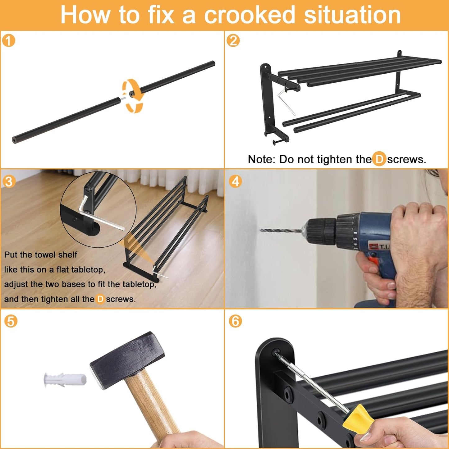 Double Towel Racks for Bathroom, Towel Shelf with Double Towel Bar 24 Inch, Towel Rack with Shelf for Bathroom, Stainless Steel Towel Holder Wall Mounted, Towel Storage for Bathroom Lavatory Black