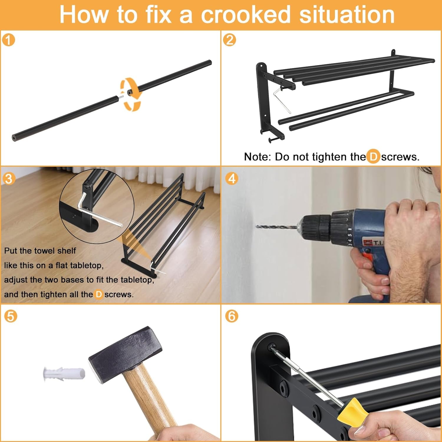 Double Towel Racks for Bathroom, Towel Shelf with Double Towel Bar 24 Inch, Towel Rack with Shelf for Bathroom, Stainless Steel Towel Holder Wall Mounted, Towel Storage for Bathroom Lavatory Black