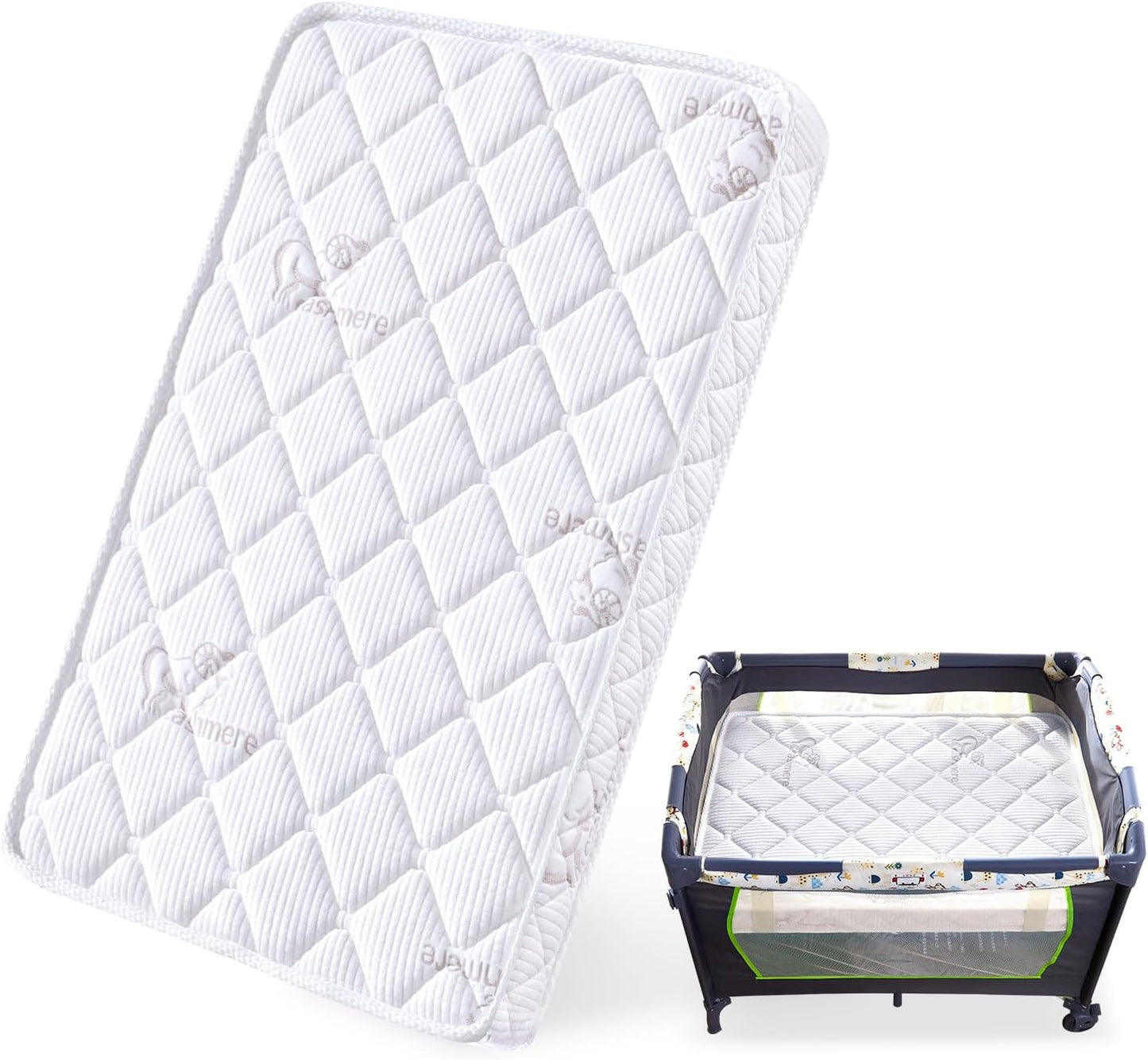 Pack and Play Mattress (38 “X26 ”X1.5),Skin Friendly Fabric, Soft, Breathable and Quiet, Provides Baby Friendly Support and Helps Healthy Spine Development,Pack and Play Topper.