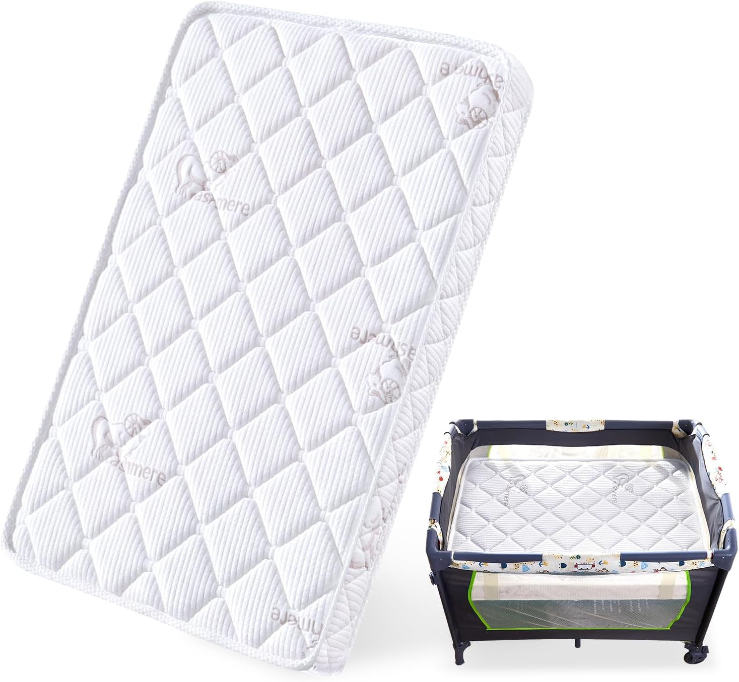 Pack and Play Mattress (38 “X26 ”X1.5),Skin Friendly Fabric, Soft, Breathable and Quiet, Provides Baby Friendly Support and Helps Healthy Spine Development,Pack and Play Topper.