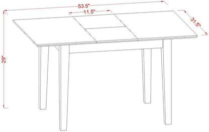 NFT-BLK-T Norfolk Kitchen Table - a Rectangle Dining Table Top with Butterfly Leaf, 32X54 Inch, Black