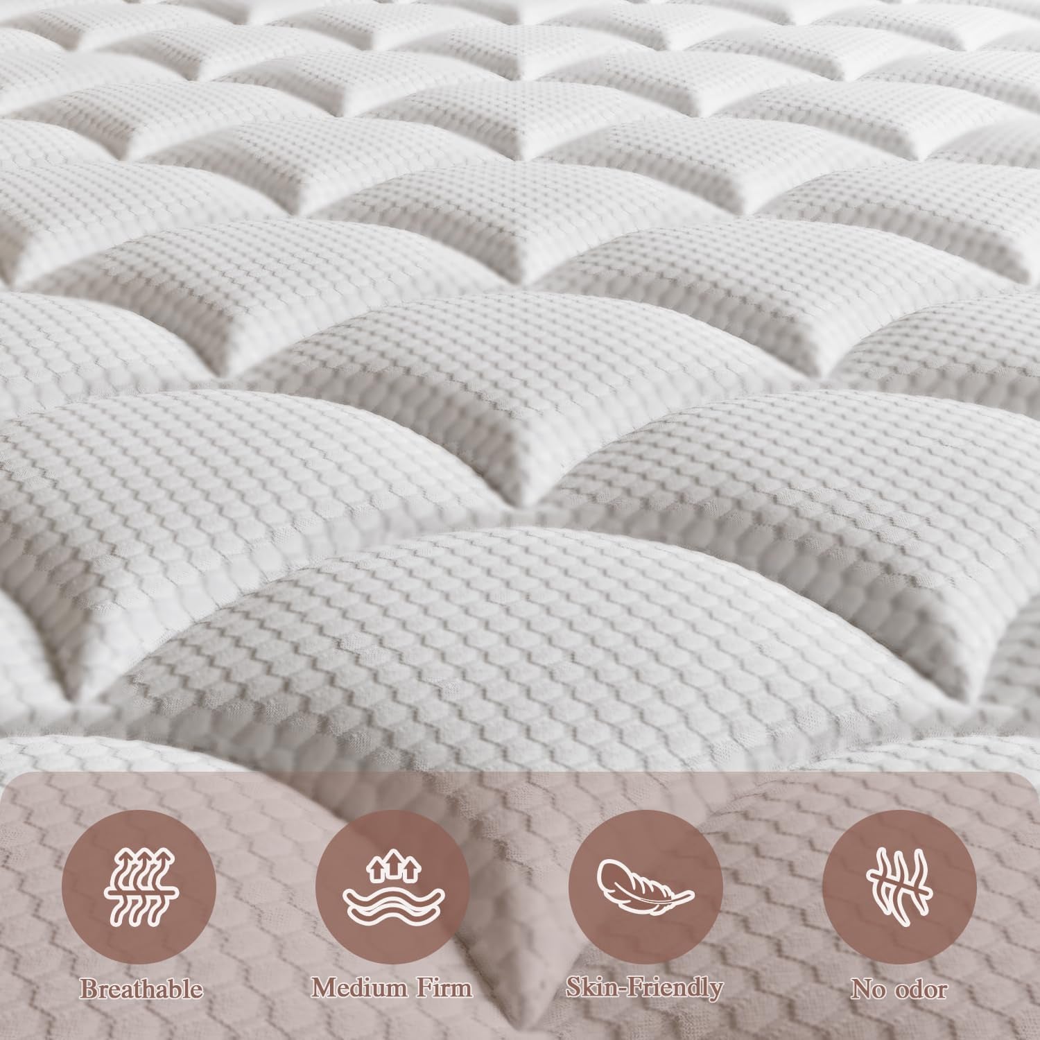 Full Size Mattress, 12 Inch Full Mattress in a Box, Innerspring Hybrid with Cooling Gel Memory Foam and Individually Wrapped Coils for Pressure Relief & Superior Support, Medium Firm