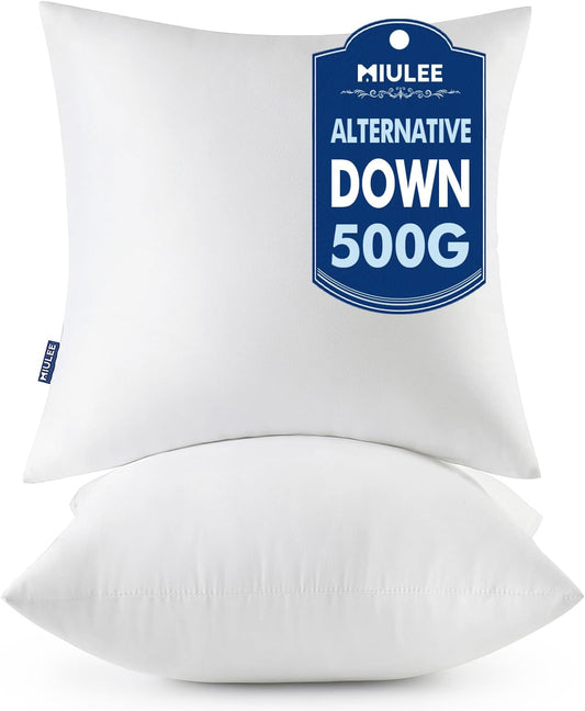 Throw Pillows Inserts, Pack of 2 18X18 Inch 100% Virgin Fiber Filling Bed Couch Pillows