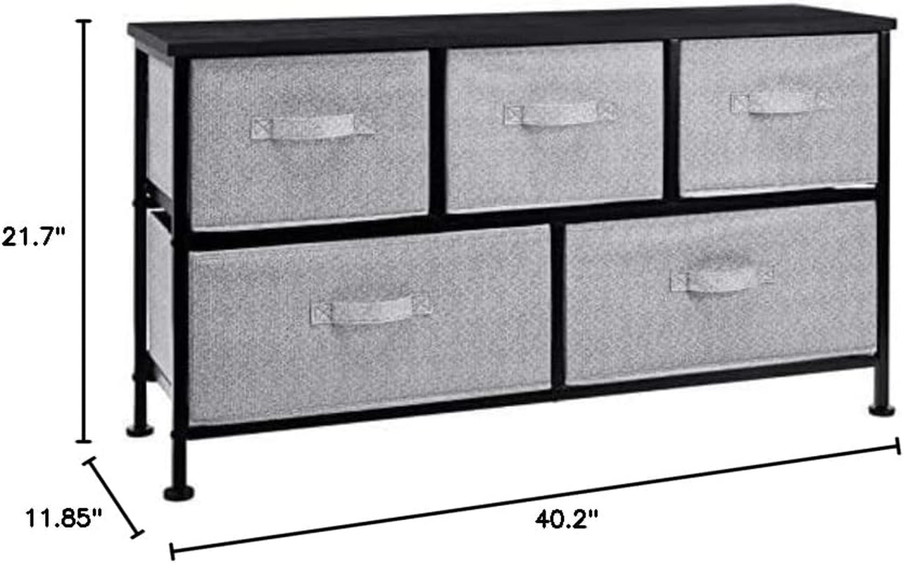 Extra Wide Fabric 5-Drawer Storage Organizer Unit for Closet, Black