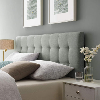 AMZ-5041 Lily Tufted Linen Fabric Upholstered Queen Headboard in Gray