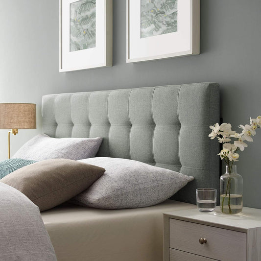 AMZ-5041 Lily Tufted Linen Fabric Upholstered Queen Headboard in Gray