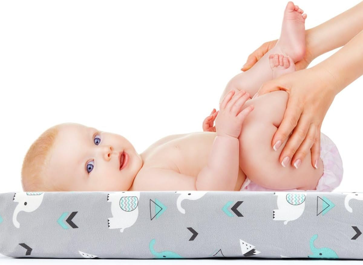 Stretchy Changing Pad Covers for Boys Girls,2 Pack Jersey Knit,Elephant & Whale