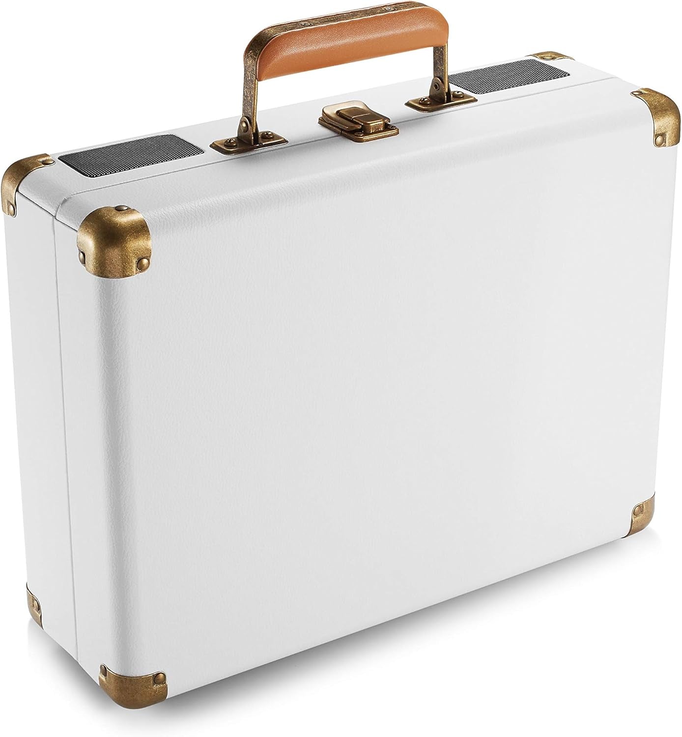 Vinyl Record Player Bluetooth with Speakers 3 Speed Portable Turntable Suitcase Built in 2 Speakers RCA Line Out AUX Headphone Jack PC Recorder-White