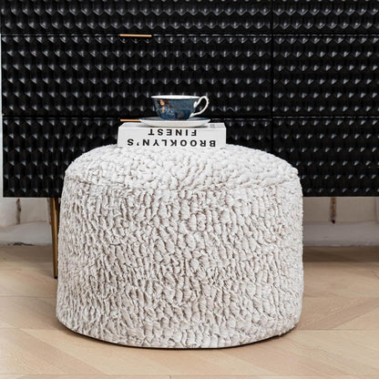 Pouf Ottoman Unstuffed Ottoman Foot Rest No Filler Soft Fur Foot Stool 20X20X12 Inches Fuzzy Chair Floor Pouf Chair with Storage for Living Room Bedroom Snow Coffee