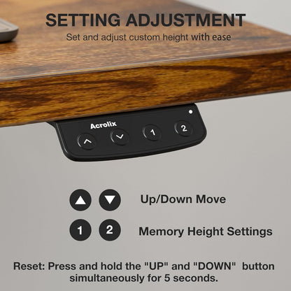 Electric Standing Desk with Cable Management, 48 X 24 Inches Sit Stand up Desk,2 Memory Preset for Home Office&Gaming&Living Table with Splice Board (Rustic Brown Desktop)