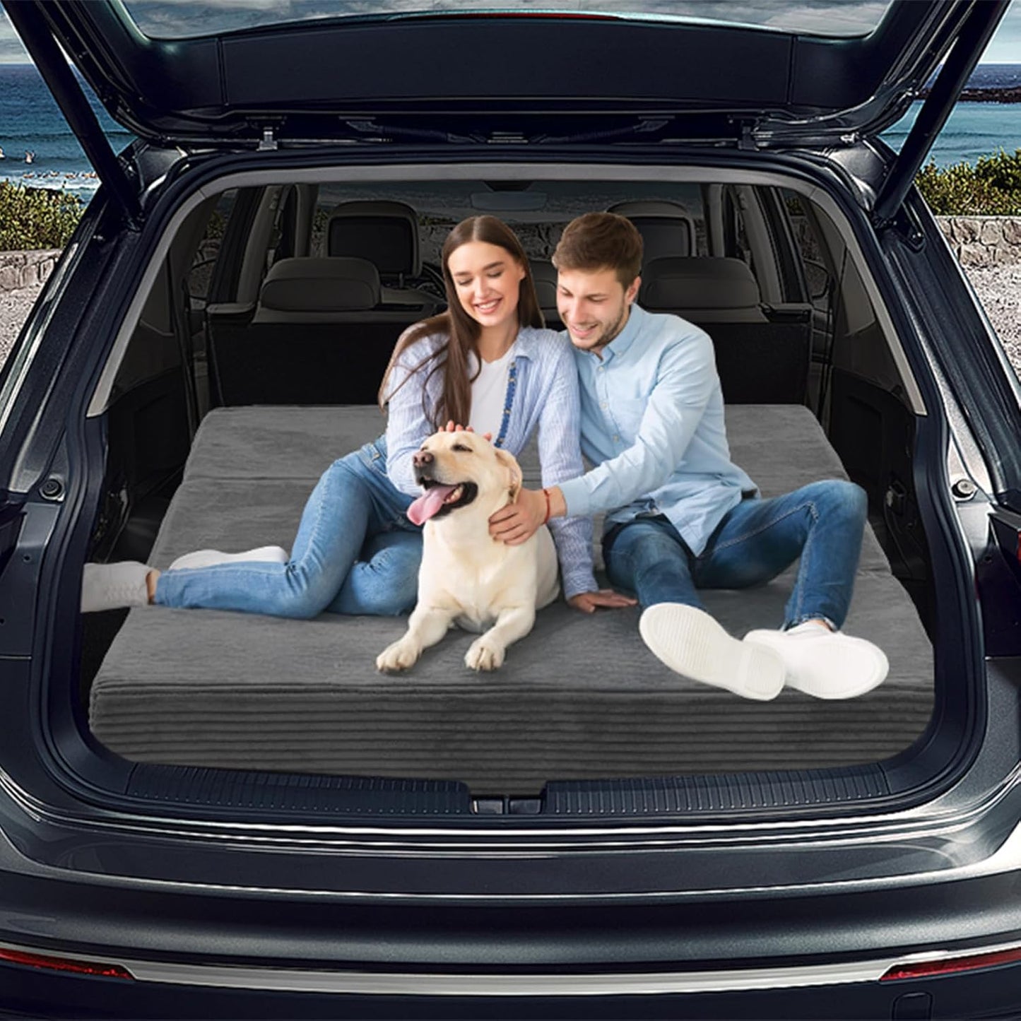 6-Inch Tri-Fold Mattress Full Size - Foldable Futon Sofa Bed with Removable Washable Cover, Folding Memory Foam Futon Mattress | Non-Slip Bottom & Carry Handles for Guest, Camping, Dorm