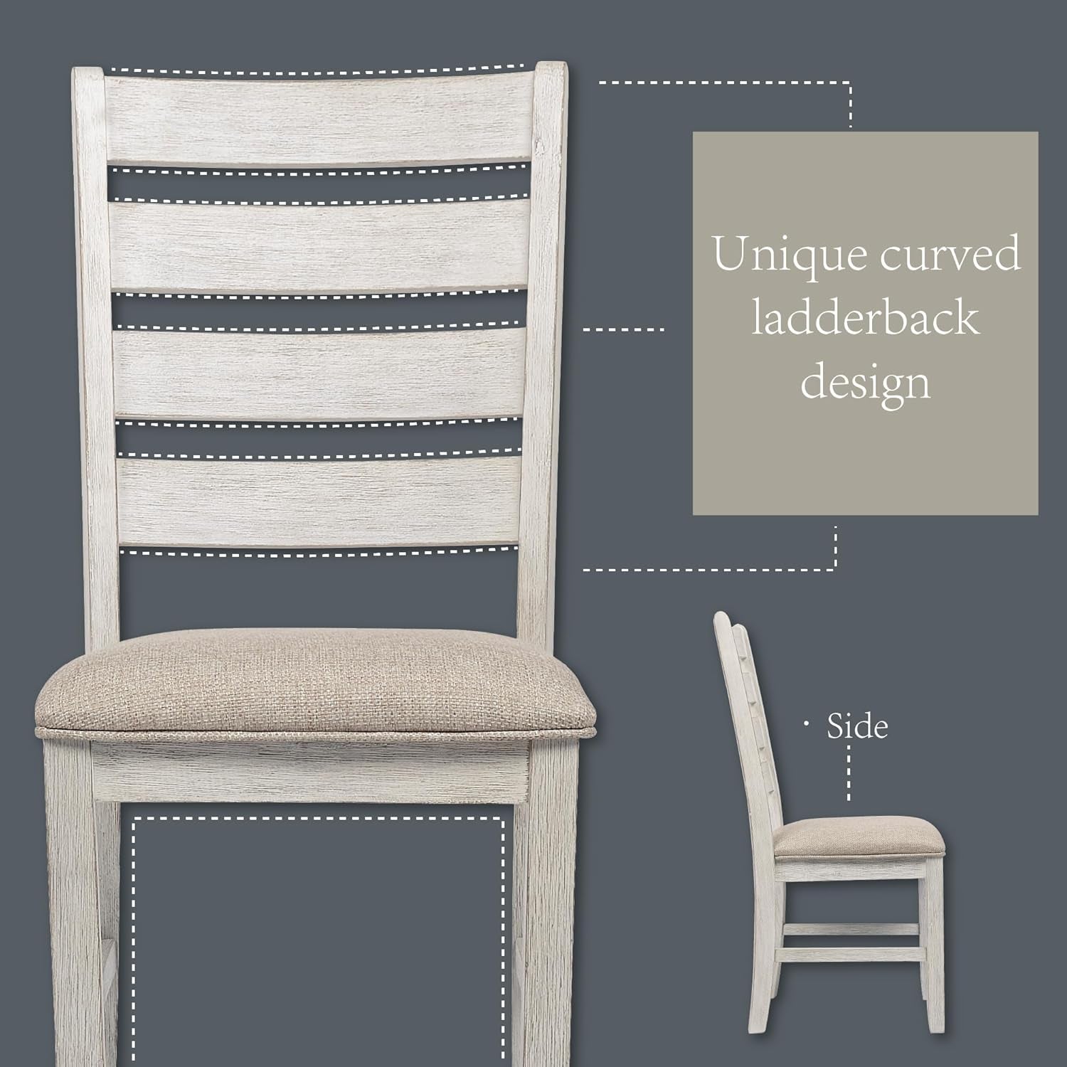 Skempton Modern Farmhouse Dining Room Chair, 2 Count, Whitewash