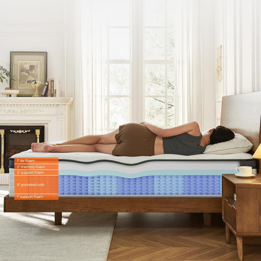 14 Inch King Size Mattress in a Box, Luxurious Hybrid Mattress with Pressure Relieving Memory Foam and Individual Pocket Innerspring Coils for Balanced Feel, Certipur-Us Certified