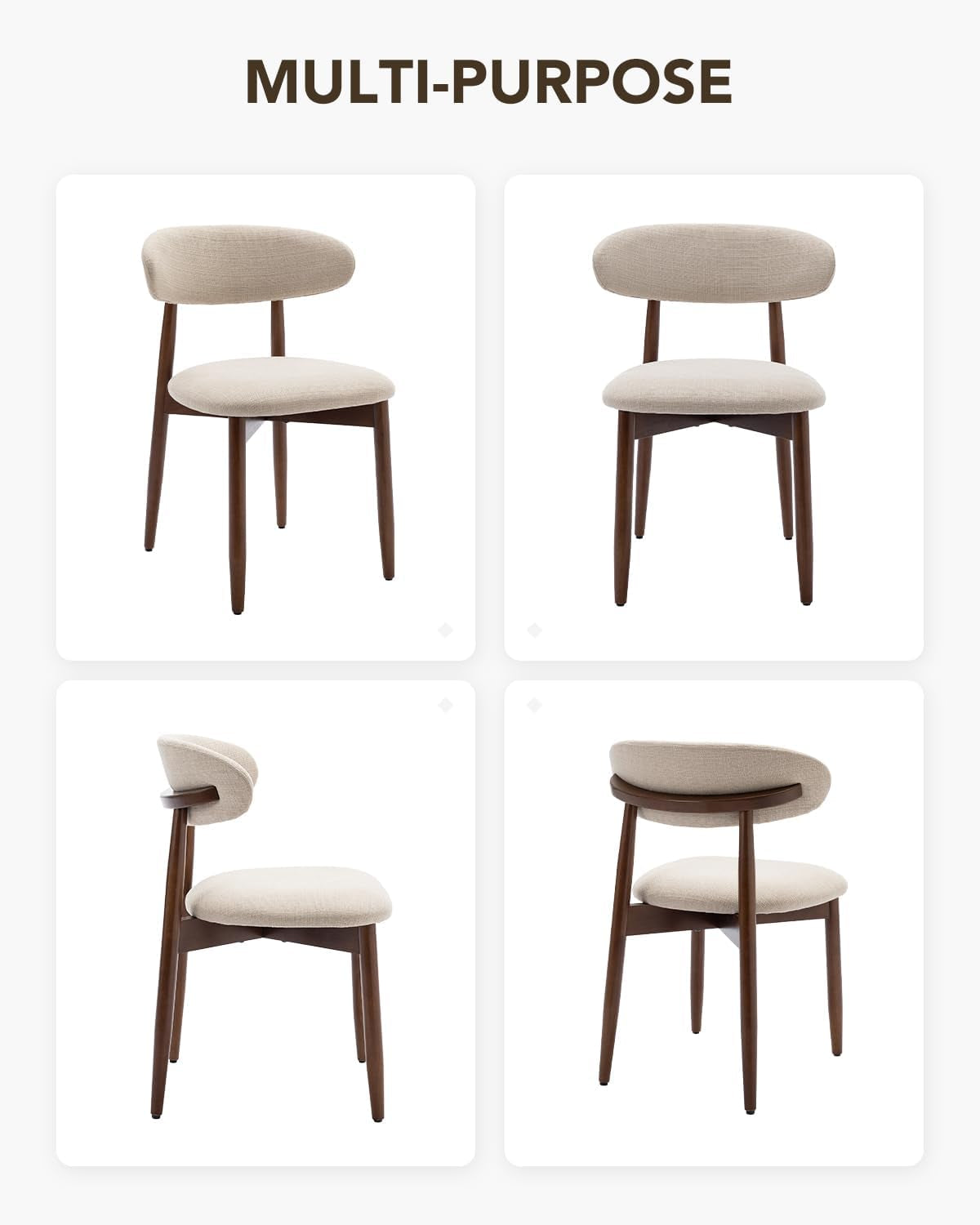 Dining Room Chairs Set of 4, Upholstered Farmhouse Dining Chairs, Modern Fabric Kitchen Chairs with Solid Wood Leg,Beige