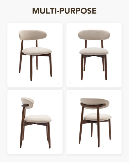 Dining Room Chairs Set of 4, Upholstered Farmhouse Dining Chairs, Modern Fabric Kitchen Chairs with Solid Wood Leg,Beige