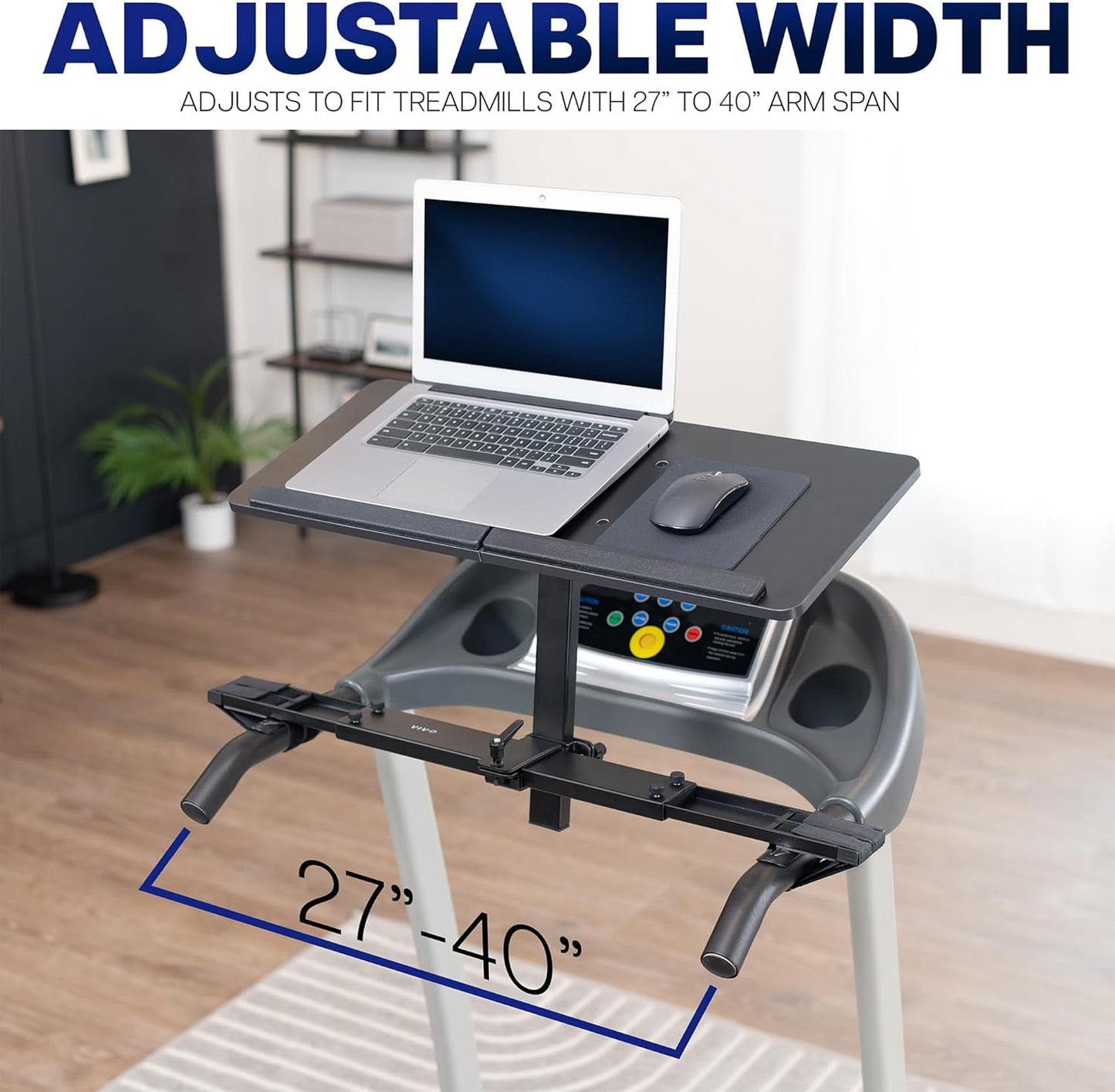 Universal Wooden Laptop Treadmill Desk, Adjustable Ergonomic Notebook Mount Stand for Treadmills, Includes Mouse Pad and Wrist Support, Stand-Tdml4