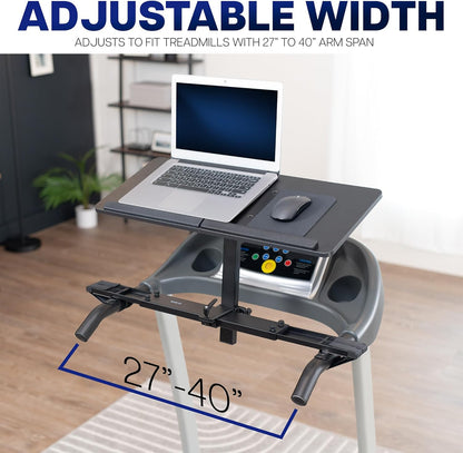 Universal Wooden Laptop Treadmill Desk, Adjustable Ergonomic Notebook Mount Stand for Treadmills, Includes Mouse Pad and Wrist Support, Stand-Tdml4