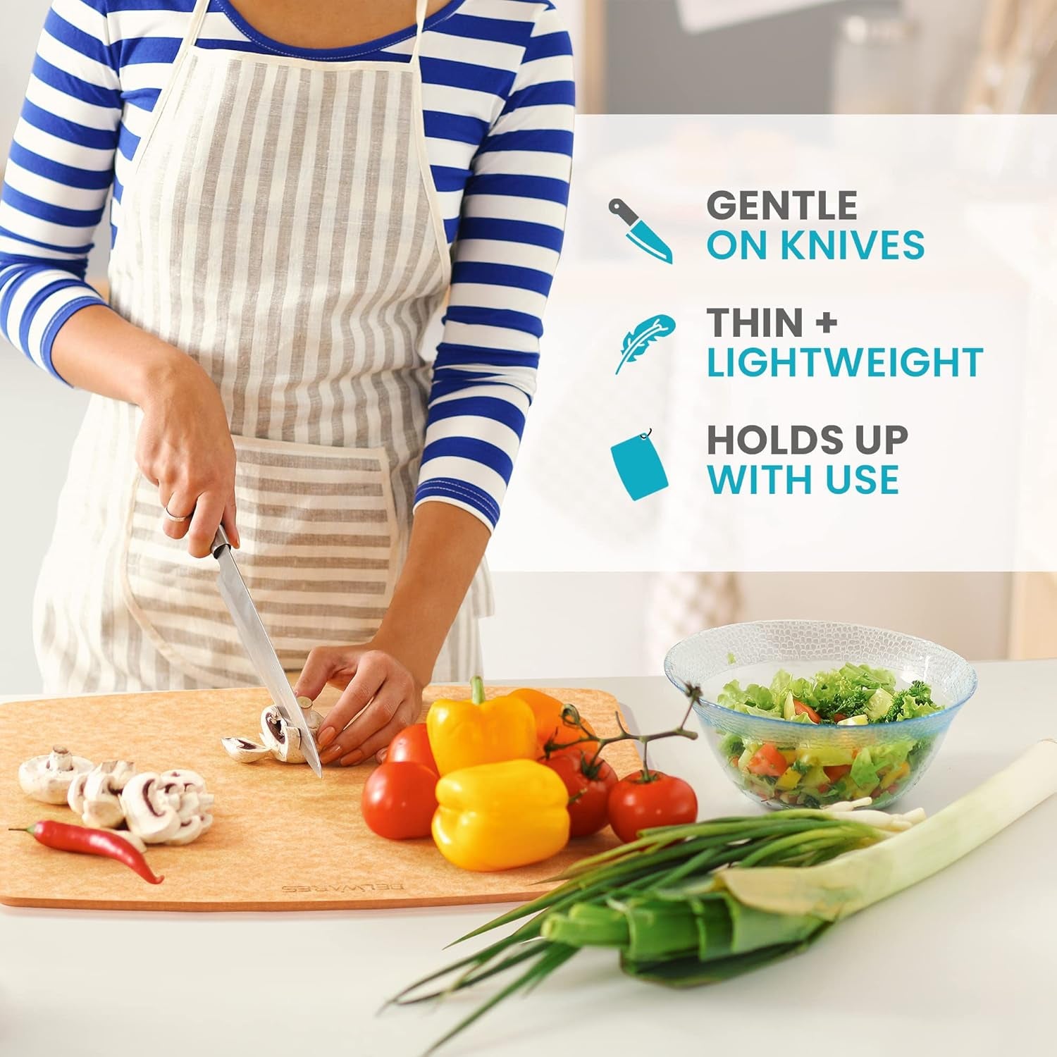 Dishwasher Safe Cutting Board for Kitchen - Large Composite Wood Cutting Board - Thin, BPA Free & Eco-Friendly Chopping Board, Fits Any Countertop, Great Kitchen Gift (14.5 X 11.25 Inch, Natural)