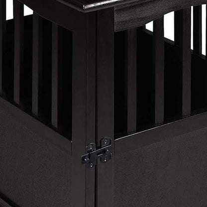 Wooden Lattice Pet Crate, End Table, Taupe Gray