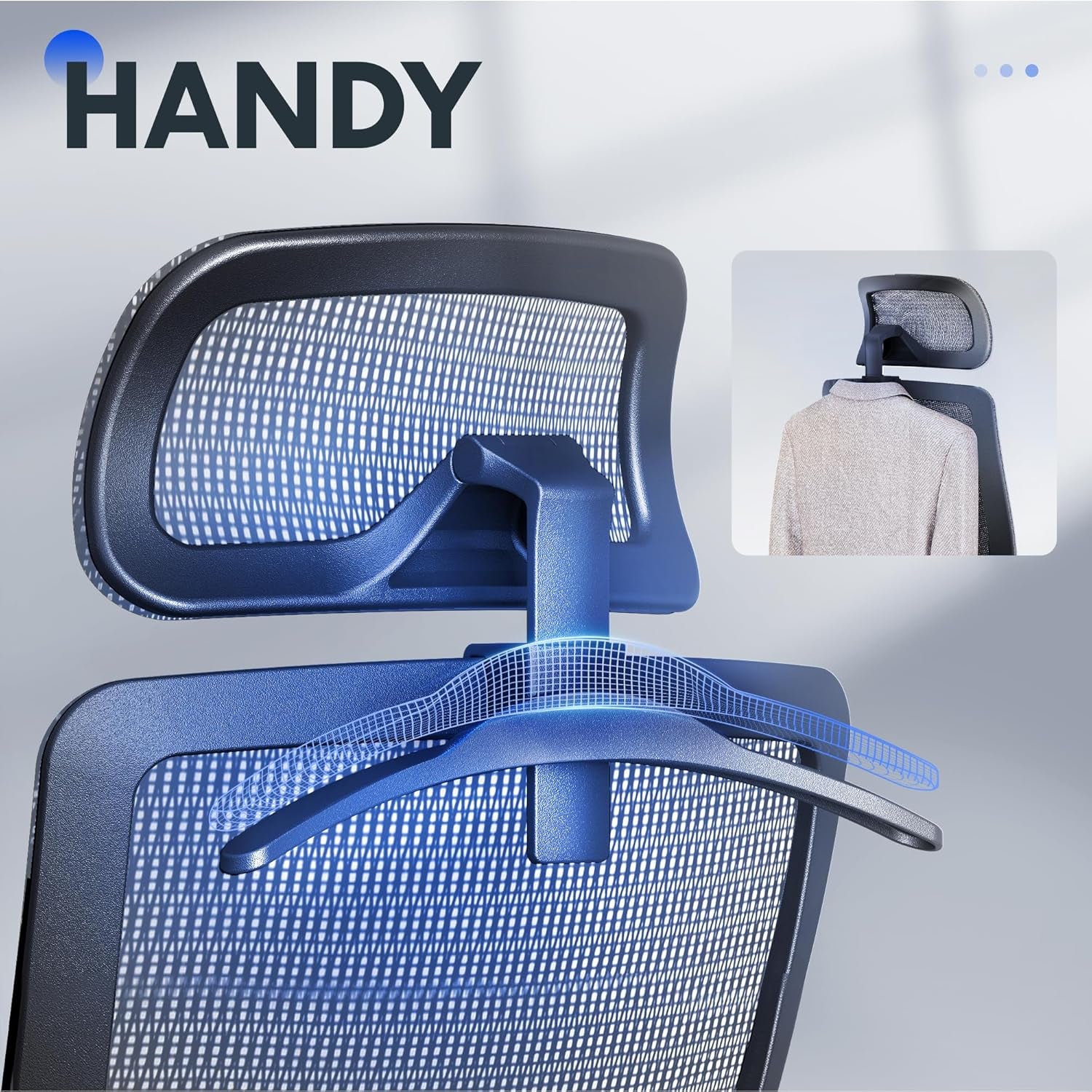 Ergonomic Office Chair, High Back Mesh Swivel Computer Chair, Executive Office Desk Chairs, with Adjustable Lumbar Support/2D Headrest/Lockable Backrest, OC3 Mesh Seat, Gray