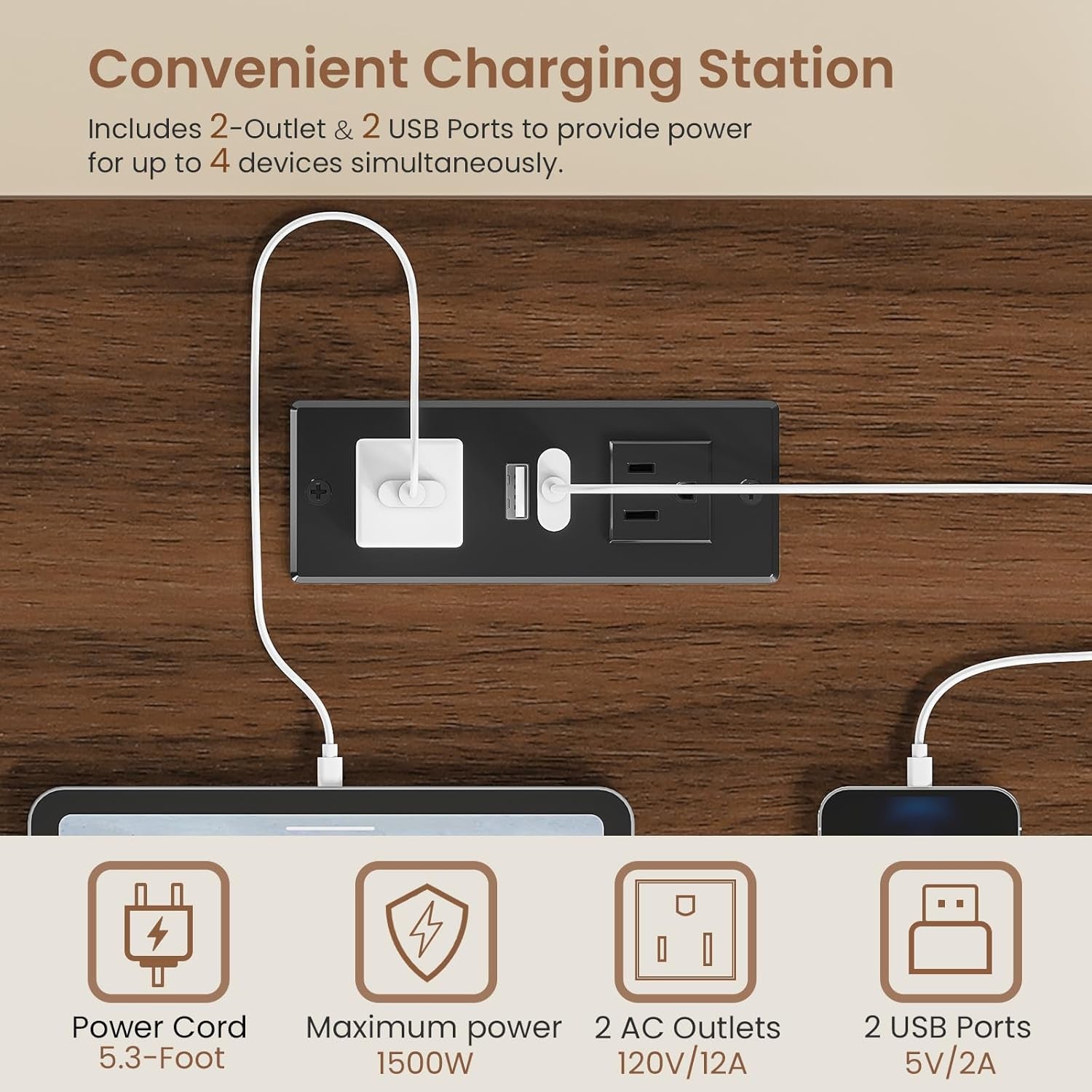 Farmhouse Small Desk with Drawers, 40" Computer Desk with Storage Shelves, White Writing Desk for Small Space and Power Outlet, Desk for Bedroom, Home Office