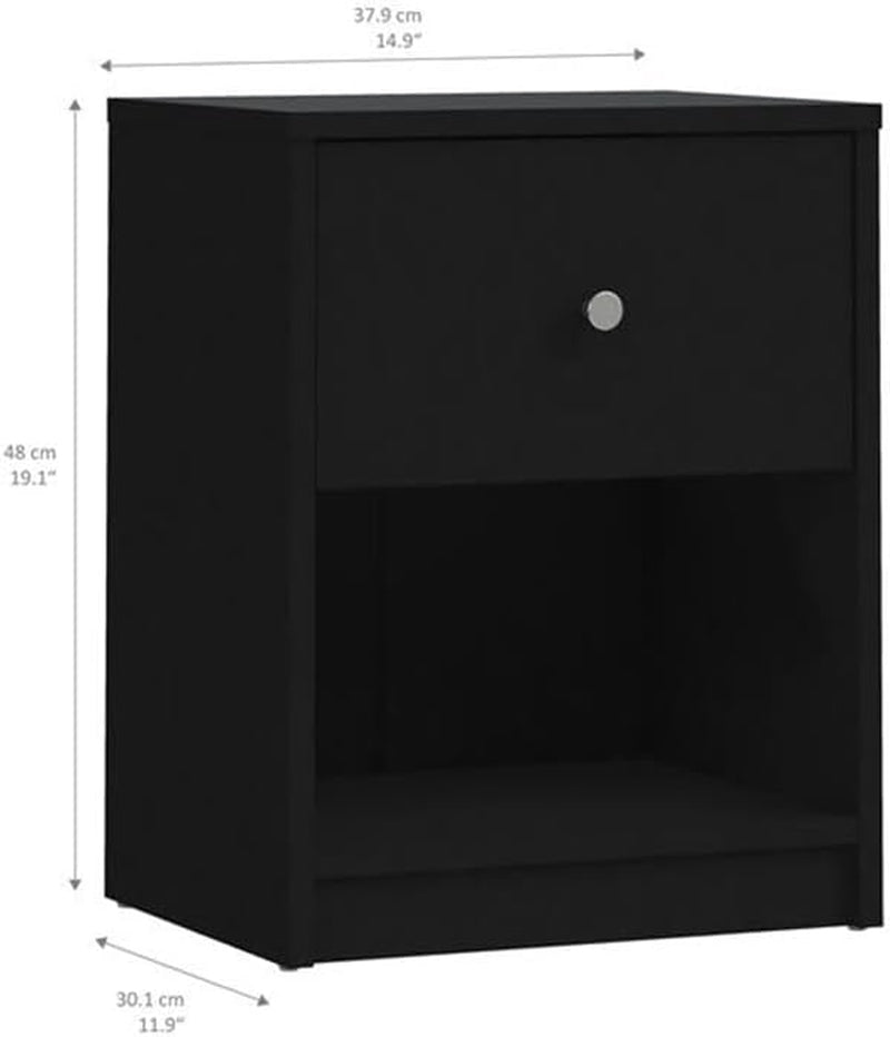 3 Piece Bedroom Set with 6-Drawer Double Dresser and Two of 1-Drawer Nightstand in Black