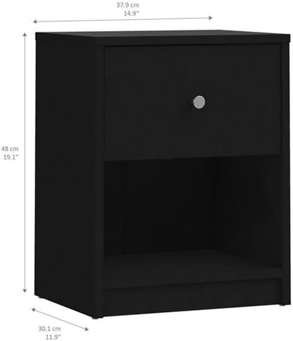 3 Piece Bedroom Set with 6-Drawer Double Dresser and Two of 1-Drawer Nightstand in Black