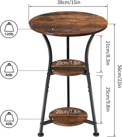 Small round End Table for Narrow and Small Space, 3-Tier round Accent Couch beside Table, Modern Side Table Corner Sofa Table Nightstand for Living Room Bedroom