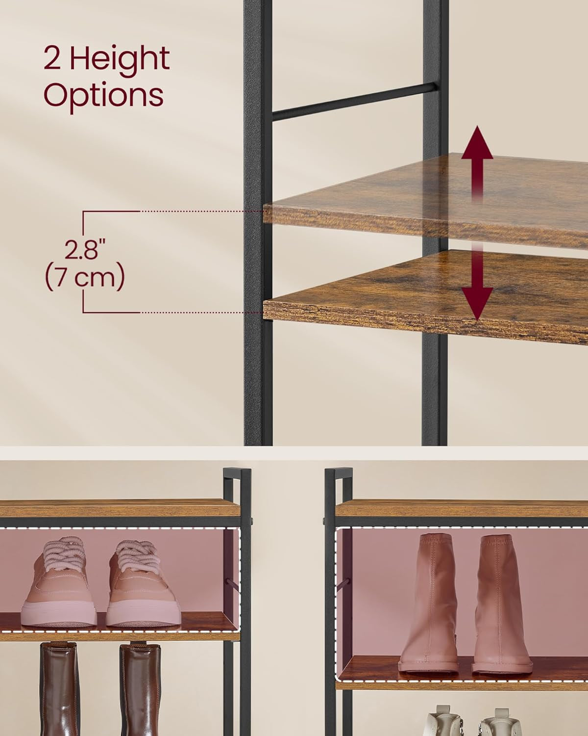 Hall Tree with Shoe Bench, Coat Rack Shoe Bench Set, Entryway Furniture, Multifunctional, 12 Metal Hooks, 4-Tier Shoe Rack, for Entryway, Bedroom, Rustic Brown ULSB108K01