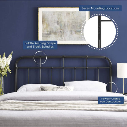 Alessia Modern Farmhouse Metal Queen Headboard in Black