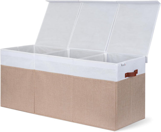 Extra Large Toy Storage Organizer with Lid - Sturdy, Collapsible Toy Chest Storage Box Design - Toys Bin with Dividers for Kids, Nursery, Bedroom, Playroom 37"X16"X14"