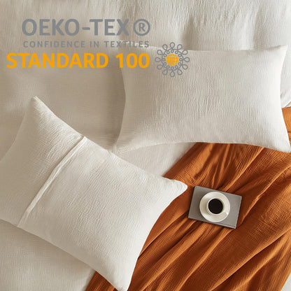 Muslin Pillowcases King Size 100% Cotton, 2 Pack Linen like Pillow Shams with Envelope Closure, Ultral Soft and Breathable Pillow Case Covers, White, 20" X 36", No Filling