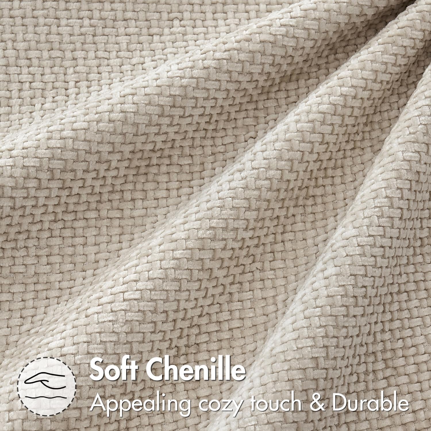 Pack of 2 Couch Throw Pillow Covers 18X18 Inch Neutral Beige Modern Boho Accent Decorative Pillow Covers Soft Chenille Farmhouse Cushion Covers for Home Decor Bed Sofa Living Room