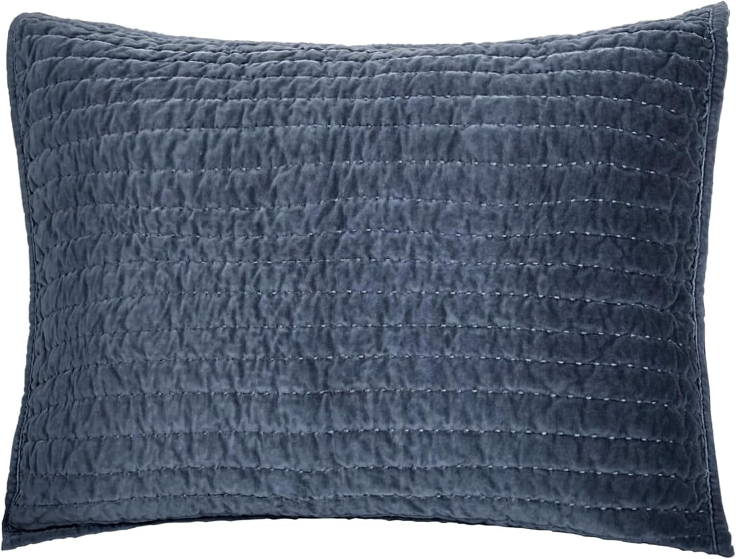 Bed Pillow Sham Royal Cotton Velvet Pic-Stitch King Pillow Sham - 20'' X 36'', Dusty Blue, 1 Piece