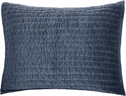 Bed Pillow Sham Royal Cotton Velvet Pic-Stitch King Pillow Sham - 20'' X 36'', Dusty Blue, 1 Piece